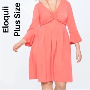 Eloquii NWT Coral Long Sleeve Bell Dress Plus Size